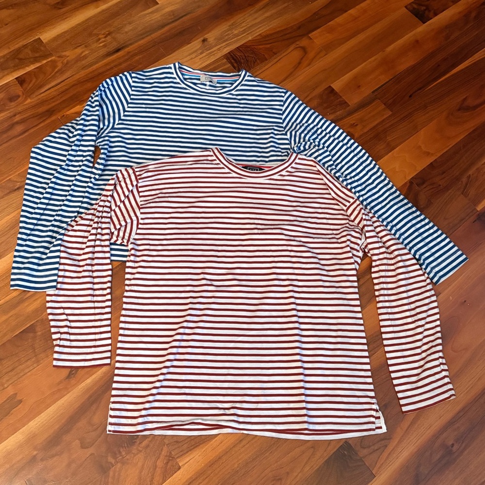 AYR French Fry Long Sleeve Striped Tees Set - Blue and Red, ECU